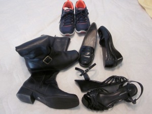 Boots, loafers, dressy sandals, and track shoes